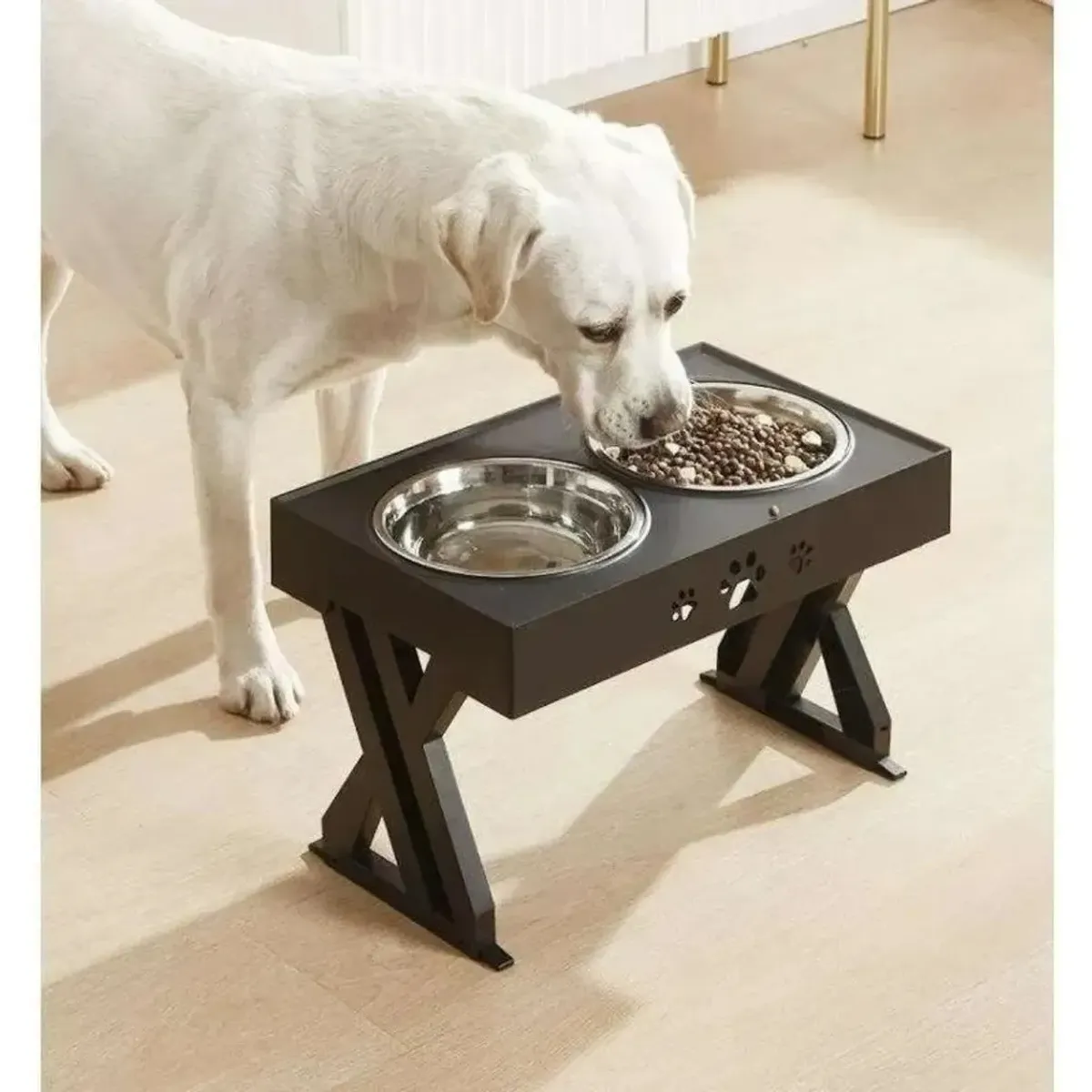 PELUDINES - Comedero-bebedero Para Perros Altura Ajustable - Plato Acero