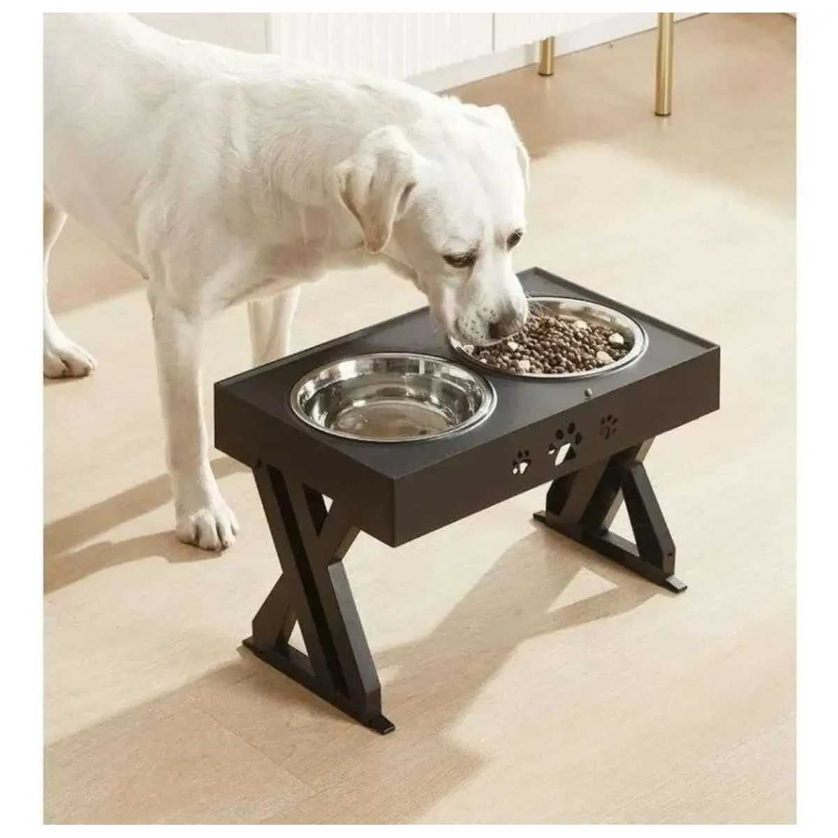 PELUDINES - Comedero-bebedero Para Perros Altura Ajustable - Plato Acero
