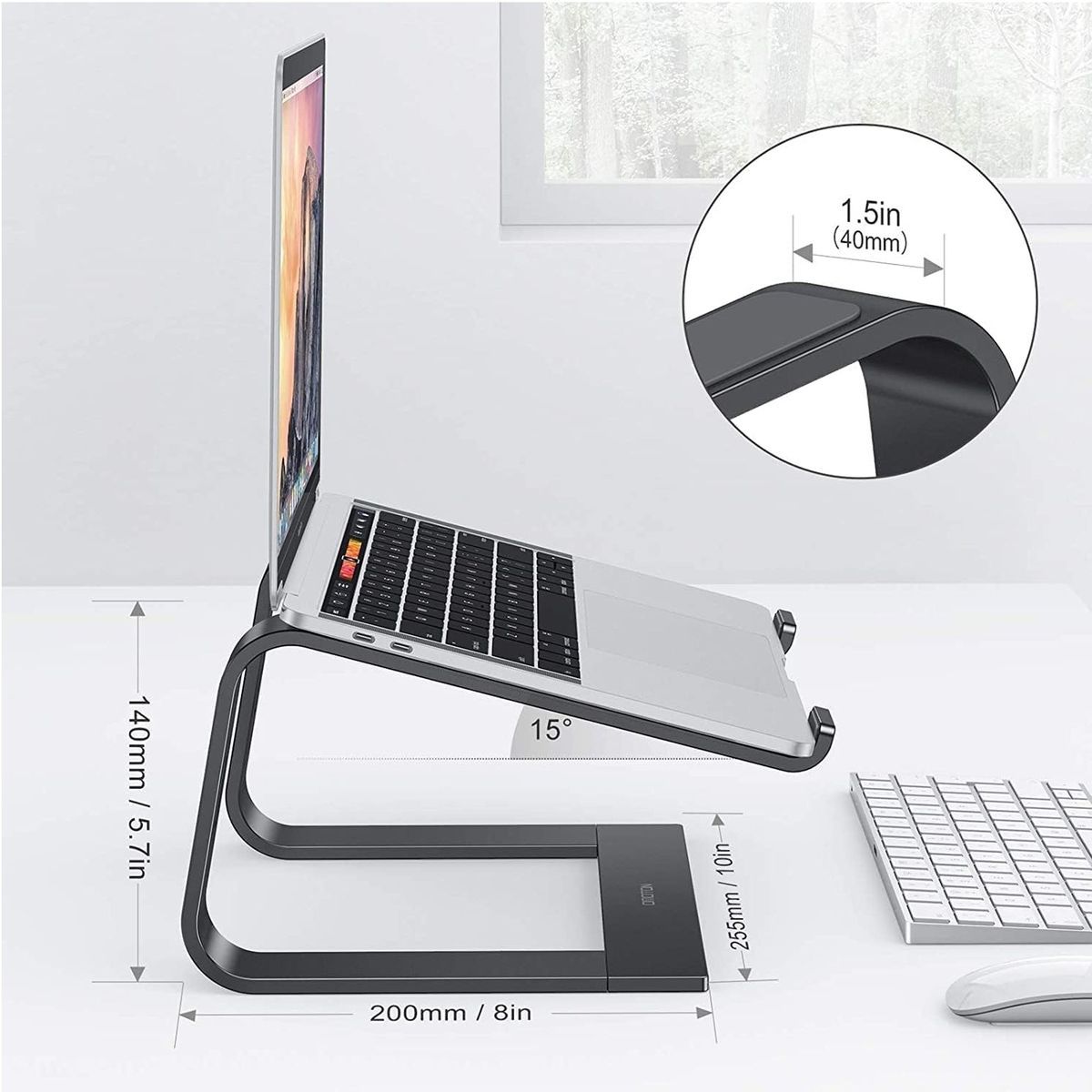 GENERICO - Base Soporte Aluminio para Portátil Compatible Macbook Negro Genérico
