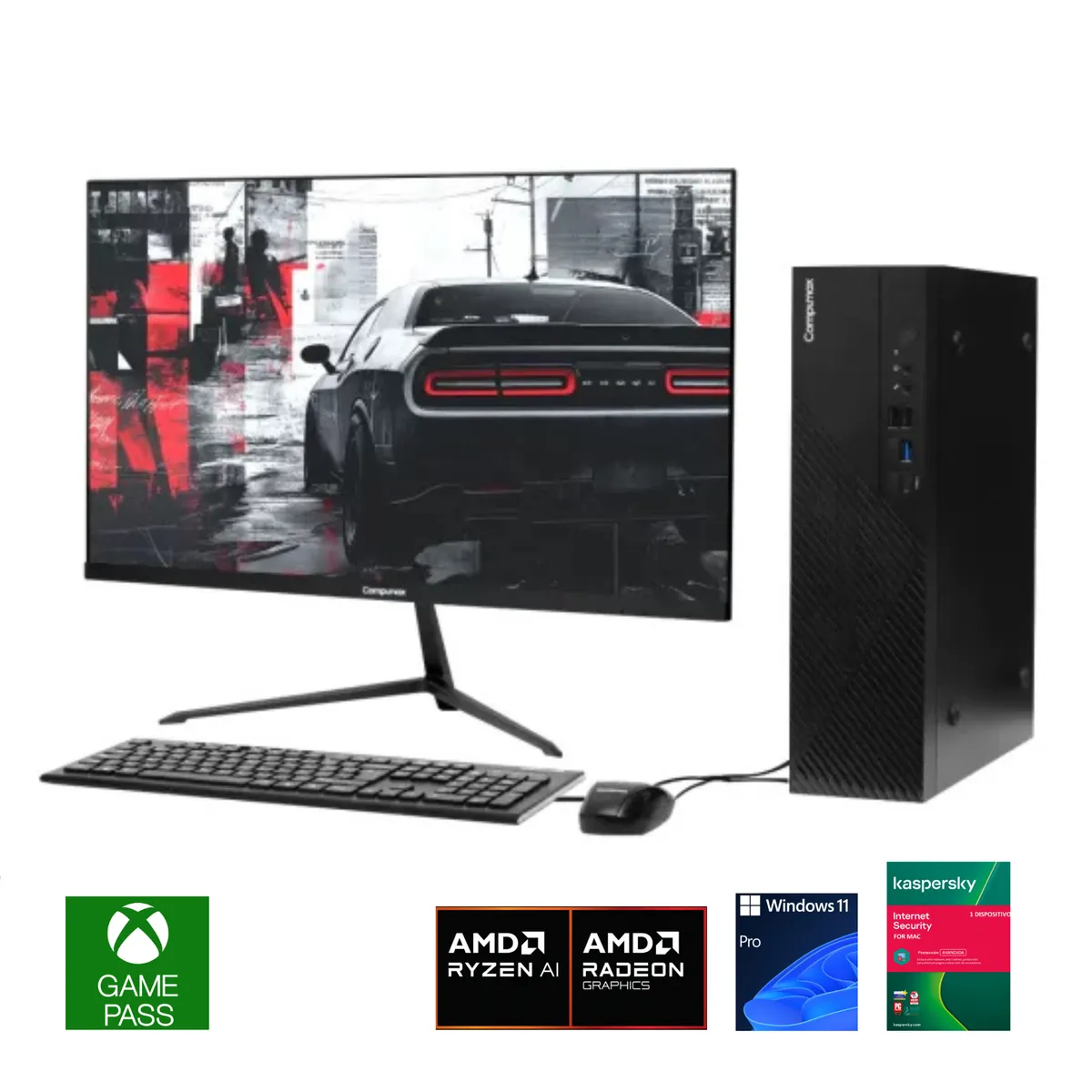 COMPUMAX - PC Compumax - AMD Ryzen 7 H 255 - 16GB RAM - 500GB SSD PCIe M.2 - 23.8" FHD 120Hz - WIN 11 PRO