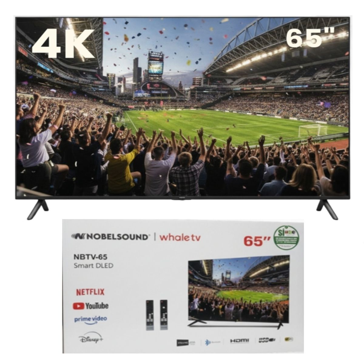 NOBELSOUND - Televisor Inteligente Smart Tv 65 Hd Android Tv Hdmi Wifi