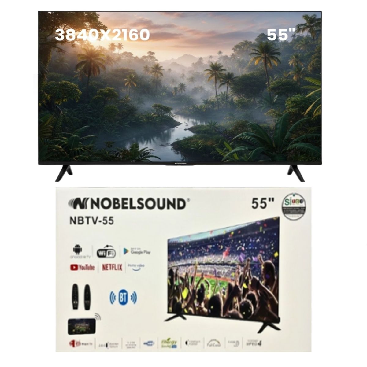 NOBELSOUND - Televisor Inteligente Smart Tv 55 Hd Android Tv Hdmi Wifi