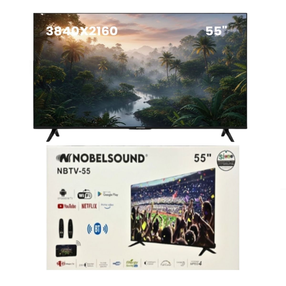 NOBELSOUND - Televisor Inteligente Smart Tv 55 Hd Android Tv Hdmi Wifi