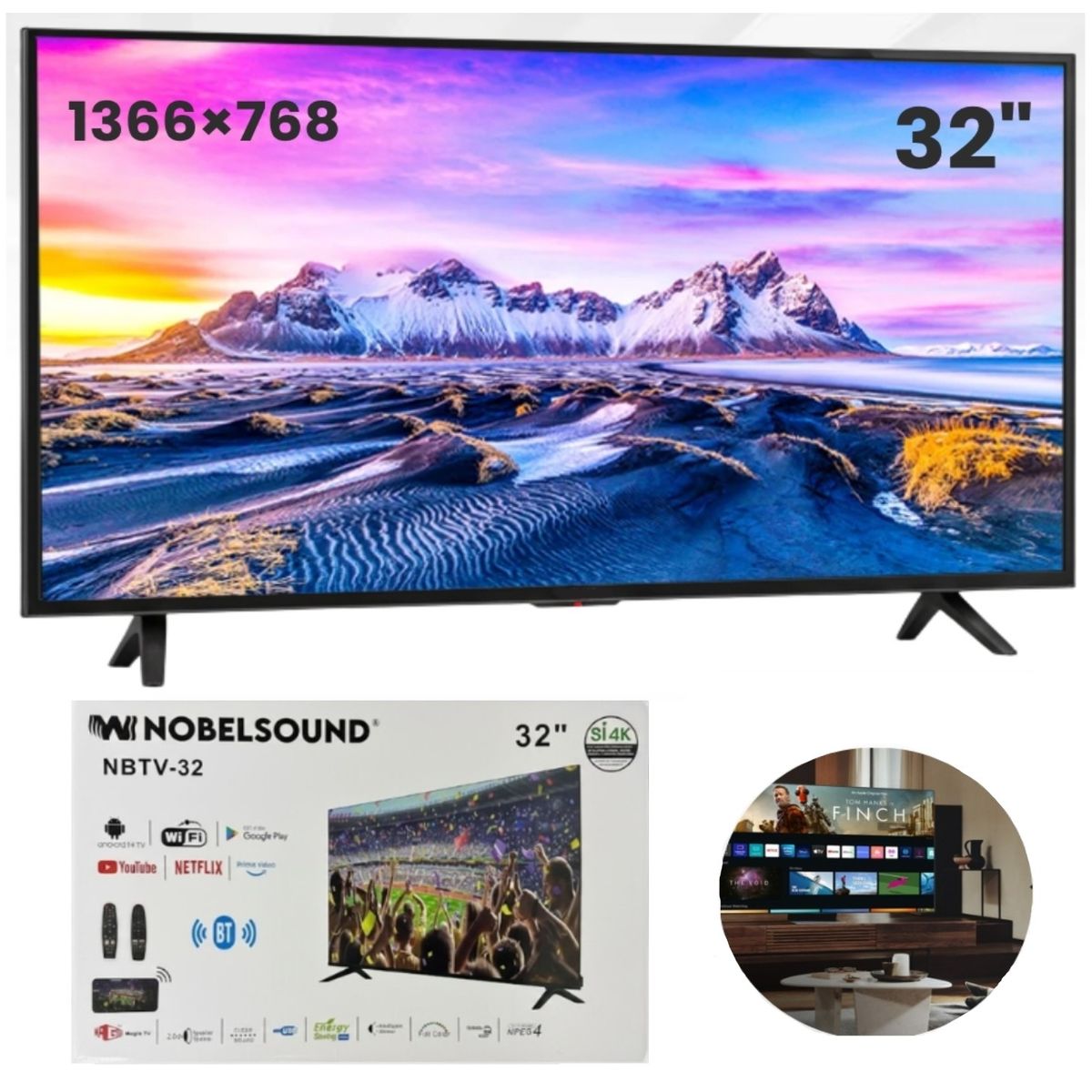 NOBELSOUND - Televisor Inteligente Smart Tv 32 Hd Android Tv Hdmi Wifi