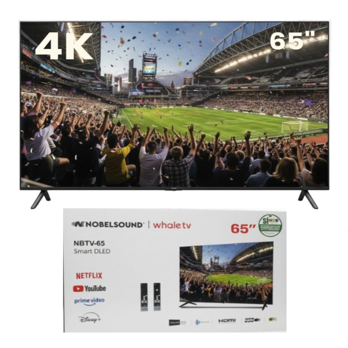 NOBELSOUND - Televisor Smart Tv 65 Pulgadas 4k Ultra Hd