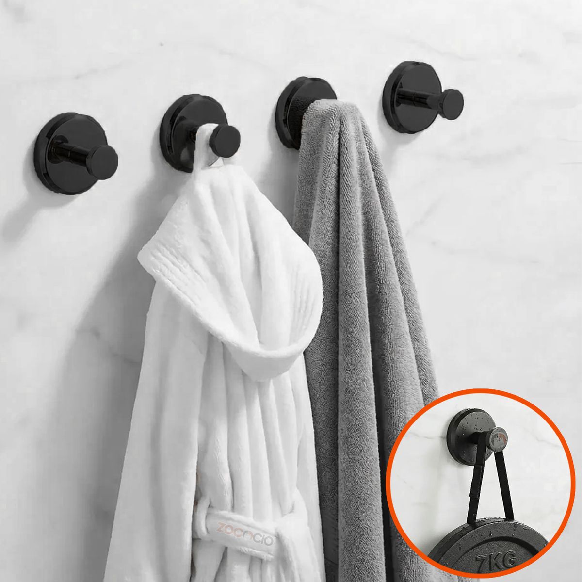 ZOCOCIO - Gancho Con Ventosa De Acero Inoxidable Ultraresistente X4