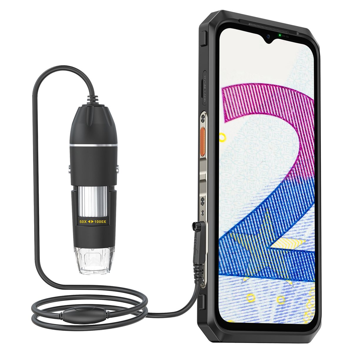ULEFONE - Ulefone uSmart C01 Microscopio Digital aumento 50X-1000X 8 LEDs ajustables con soporte y calibrador