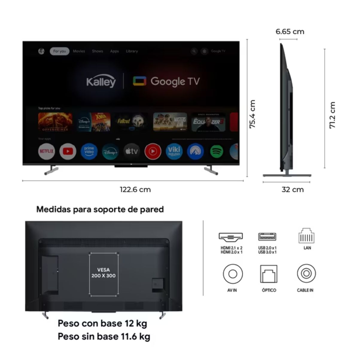 KALLEY - Televisor Kalley 55 Pulgadas QLED 55GM400