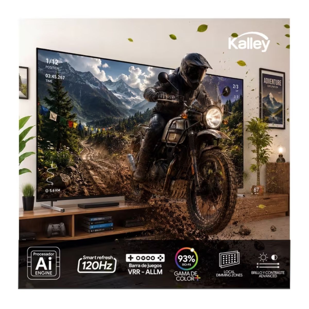 KALLEY - Televisor Kalley 55 Pulgadas QLED 55GM400
