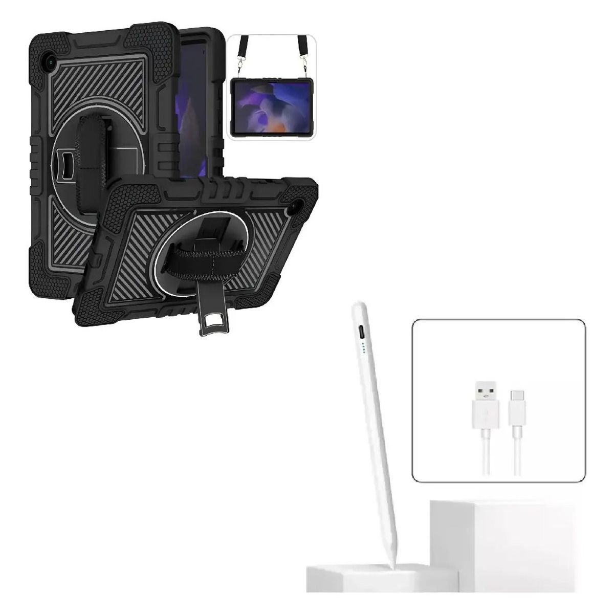GENERICO - Funda Estuche Protector Antigolpe Con Correa + Lápiz Para SAMSUNG TAB S11 X730 Negro