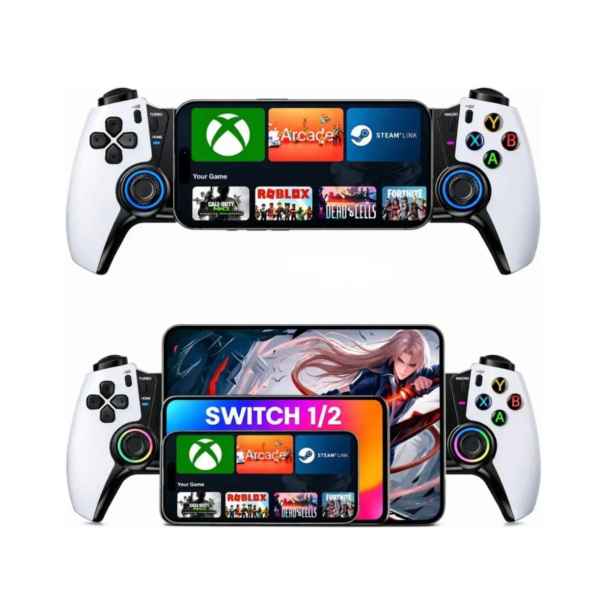TECNOHOGAR JS - Control Gamer Bluetooth Hall Effect Mecanico Celular Pc