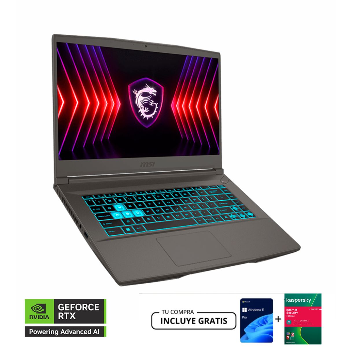 MSI - PORTATIL MSI THIN 15 B13UC-3256XCO - INTEL CORE I5 13420H - 8GB DDR4 - 512GB SSD - PANTALLA 15,6" FHD - NVIDIA RTX 3050 4GB  WIN 11 PRO  - GRAY
