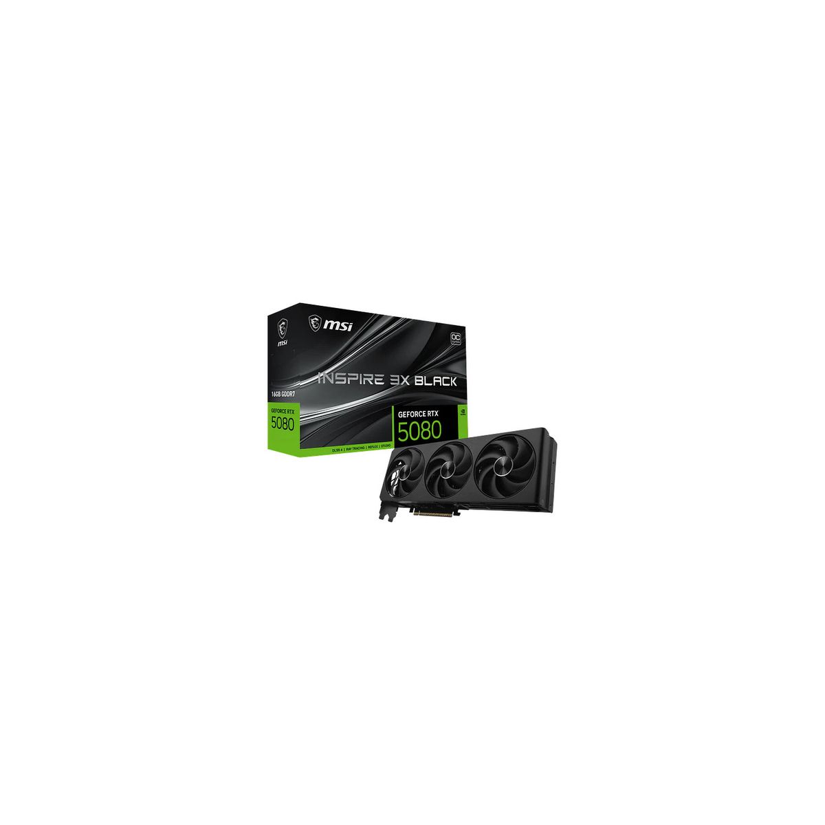 MSI - Tarjeta de Video MSI GeForce RTX 5080 INSPIRE 3X BLACK OC de 16GB: Potencia Gráfica