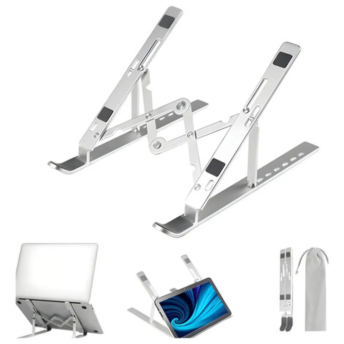 GENERICO - Soporte Base Alzador Alumin Para Mac Macbook Notebook 10-16 Color 283165 Gris