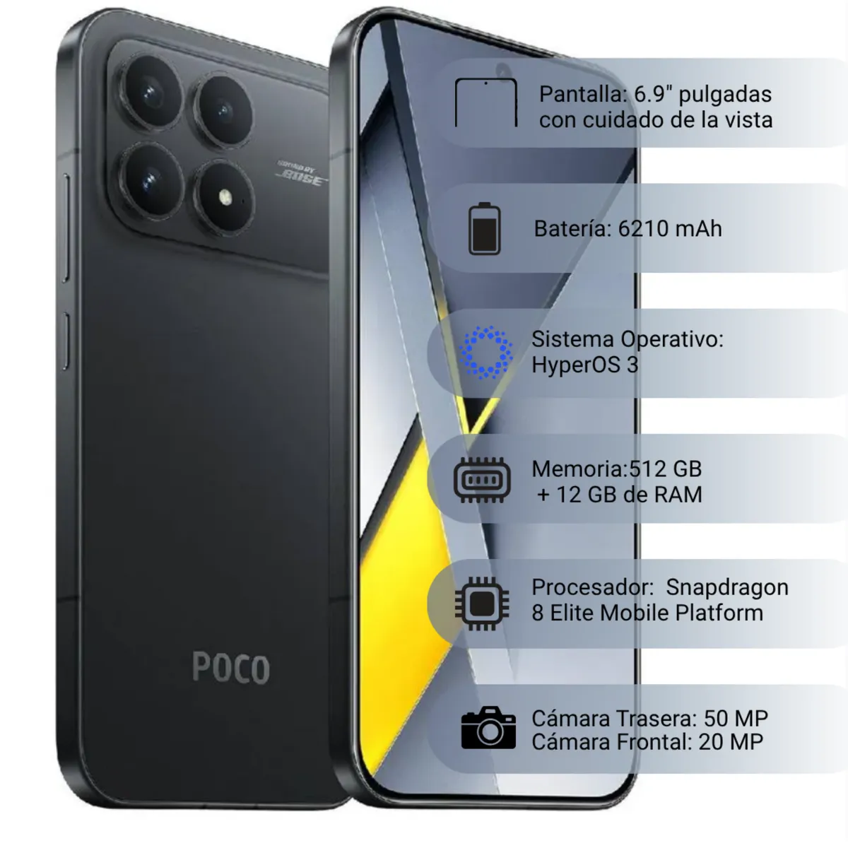 XIAOMI - Celular Xiaomi Poco F8 PRO 5G 512GB12GB RAM -Negro