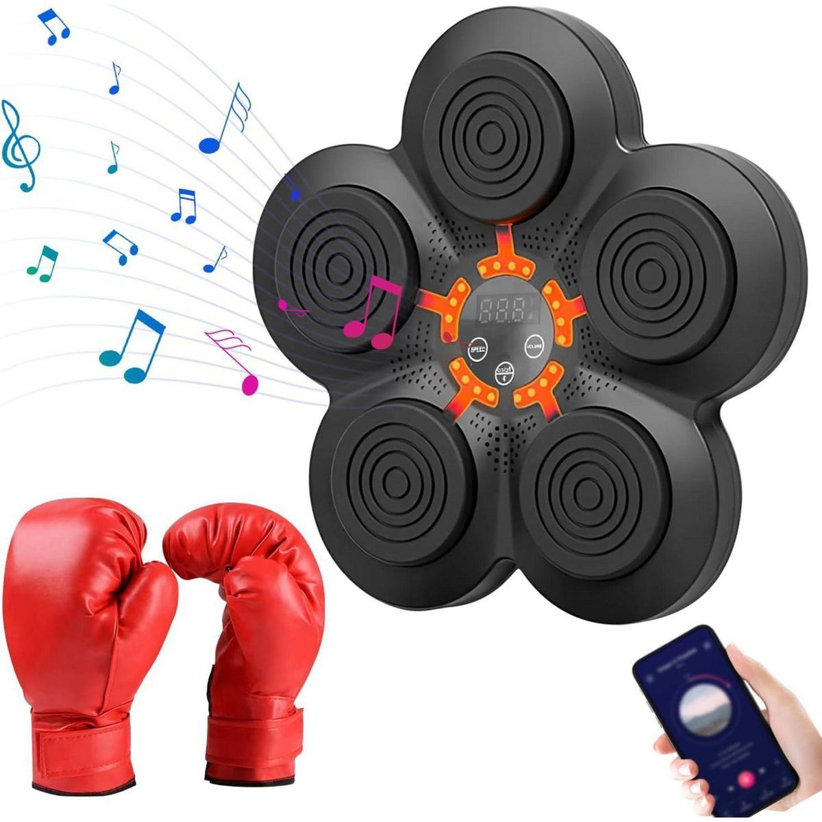 HOMMI - Máquina de Boxeo Electronica 6 Push con Pantalla Led Color Negro