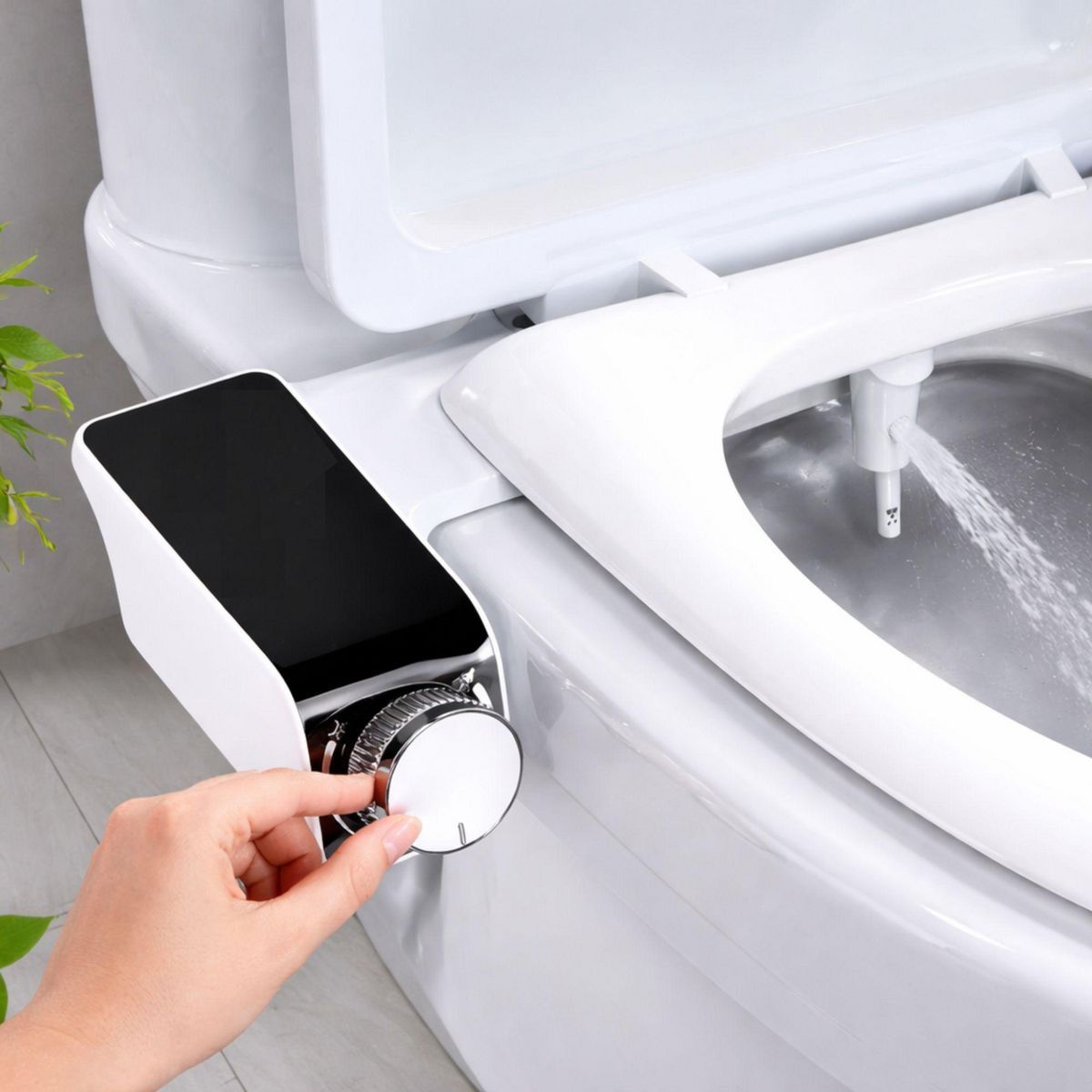 HOMMI - Bidet Sanitario Ajustable Universal Facil de Instalar en Acero Inoxidable Color Blanco