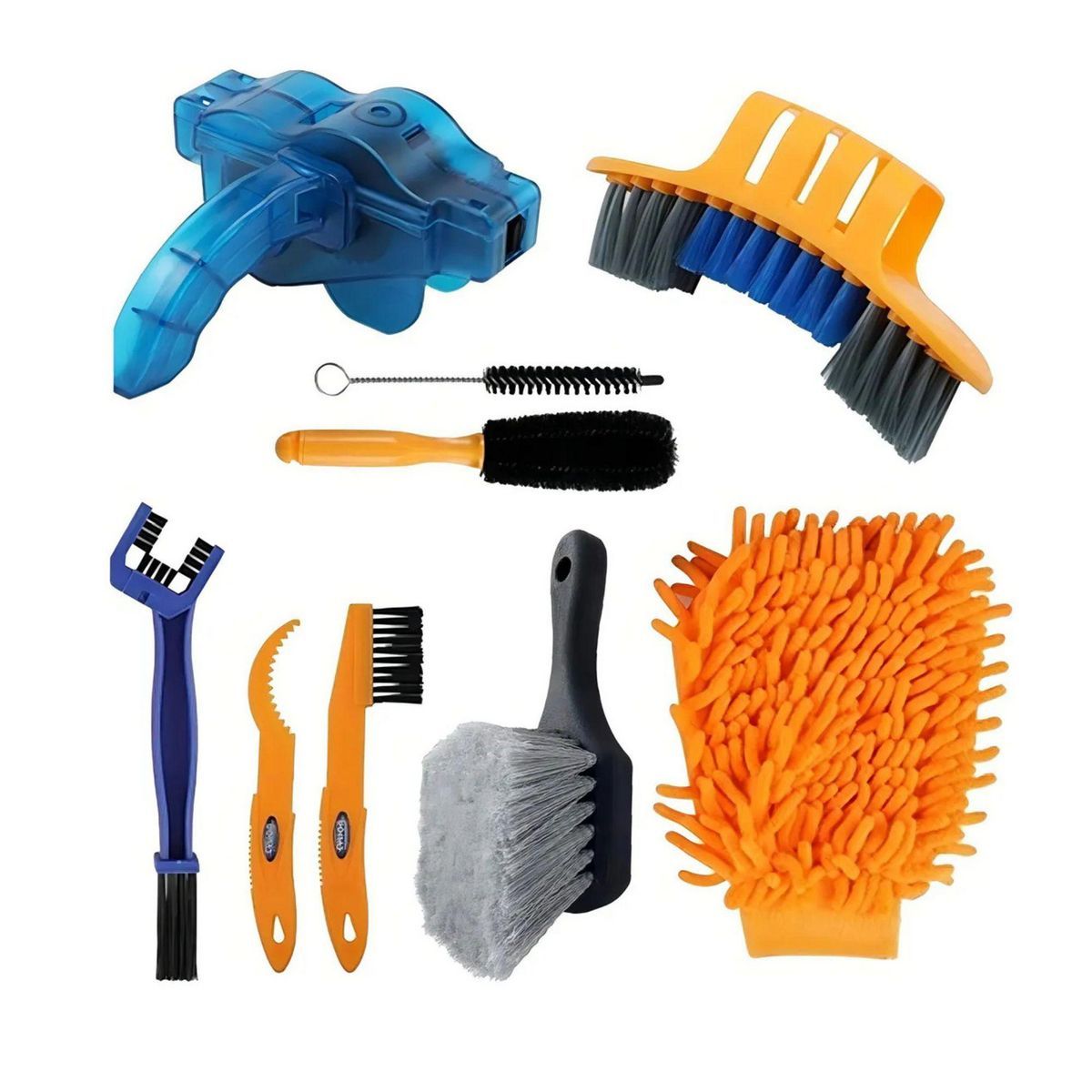 HOMMI - Set X10 Piezas Cepillos de Limpieza y Mantenimiento de Bicicletas