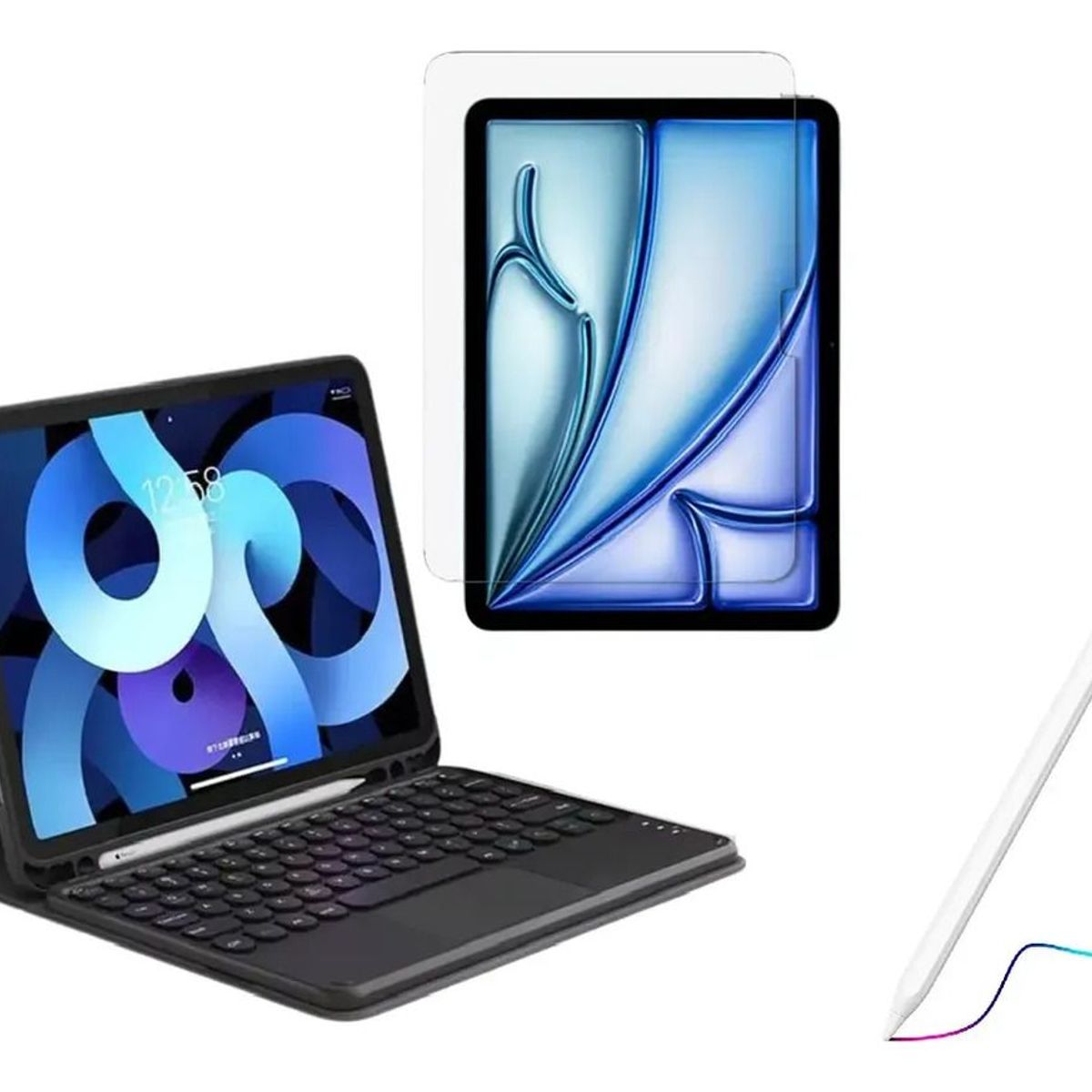 GENERICO - Forro Estuche Teclado Trackpad + Vidrio + Lápiz para Tablet Xiaomi POCO Pad 12.1 Negro