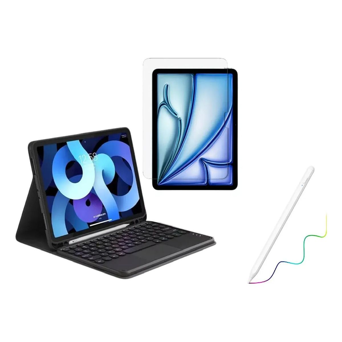 GENERICO - Forro Estuche Teclado Trackpad + Vidrio + Lápiz para Tablet Xiaomi POCO Pad 12.1 Negro
