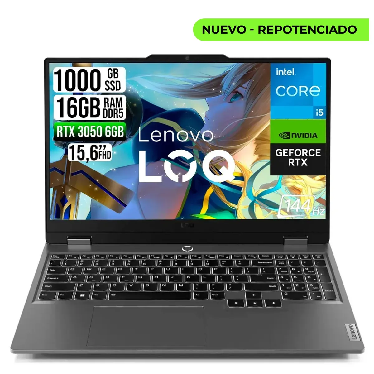 Lenovo - Portátil Lenovo LOQ 15 Gaming  RTX 3050 6GB  Intel Core i5-13450HX RAM 16GB DDR5 SSD 1TB FHD 15.6"