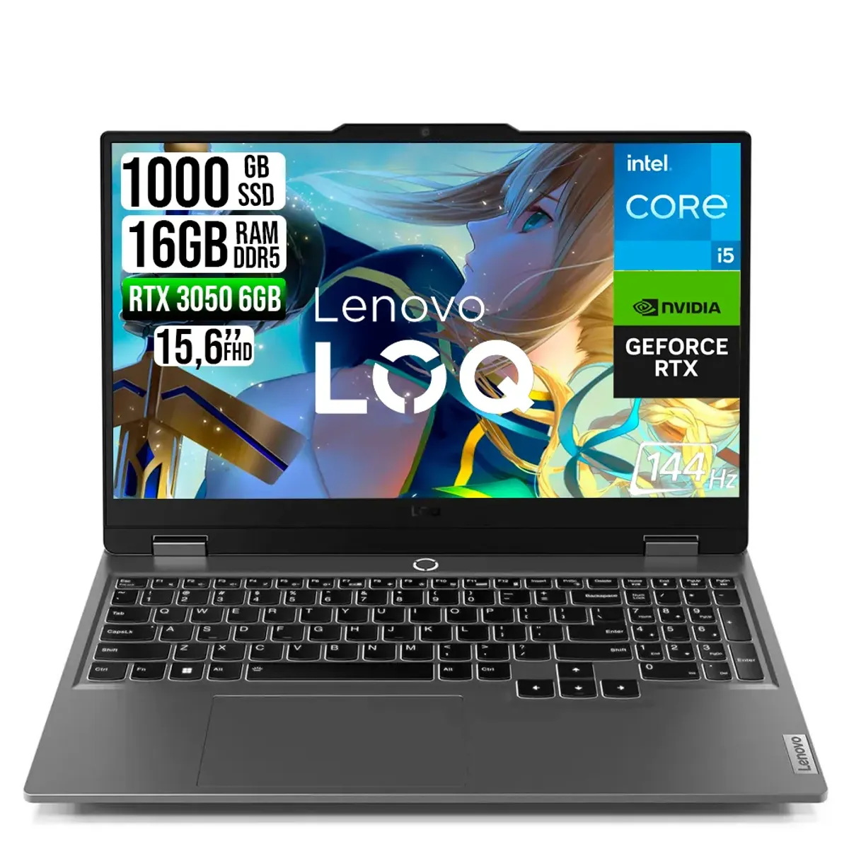 Lenovo - Portátil Lenovo LOQ 15 Gaming  RTX 3050 6GB  Intel Core i5-13450HX RAM 16GB DDR5 SSD 1TB FHD 15.6"