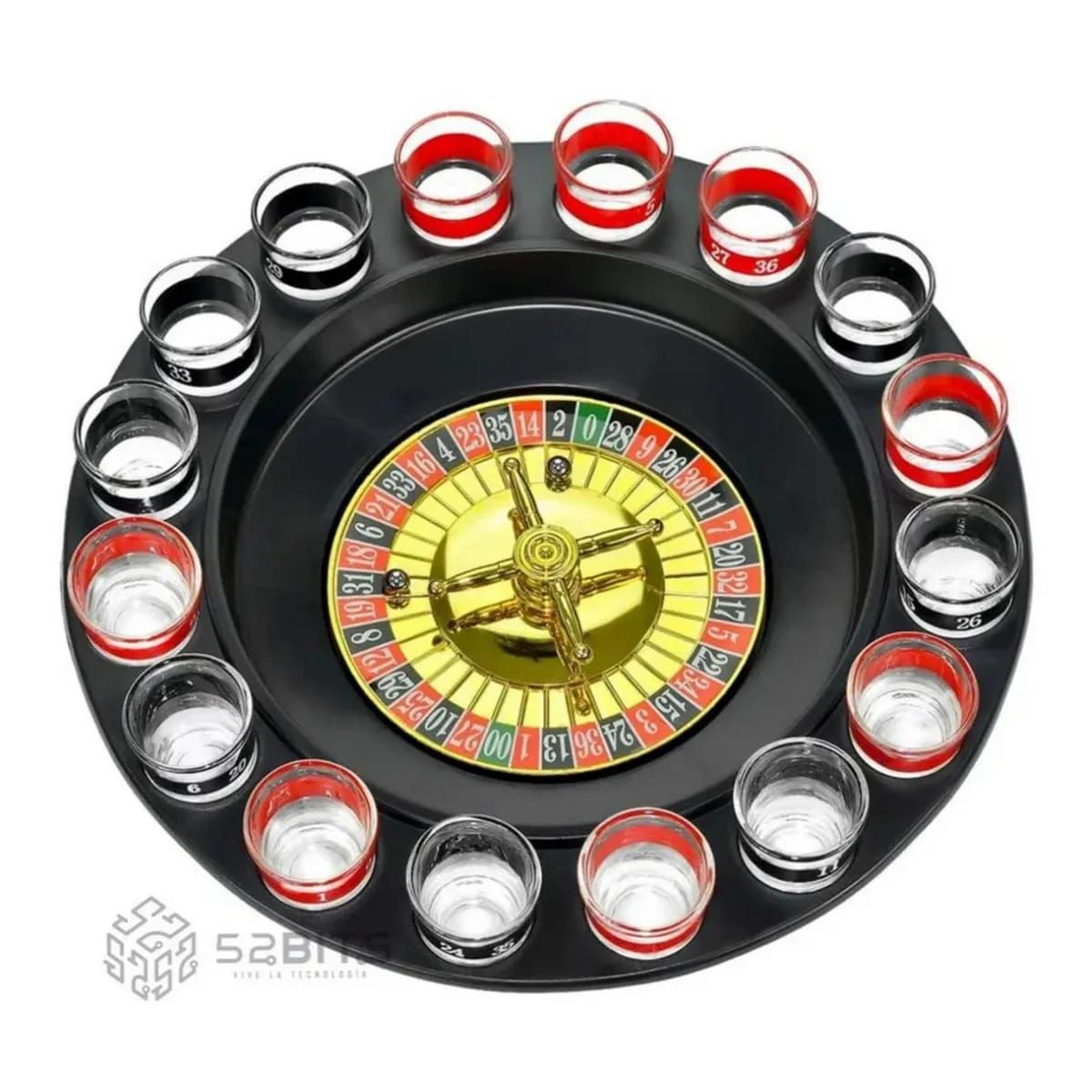 HOMMI - Ruleta de Shots Juego de Mesa para Fiestas 16 Copas en ABS