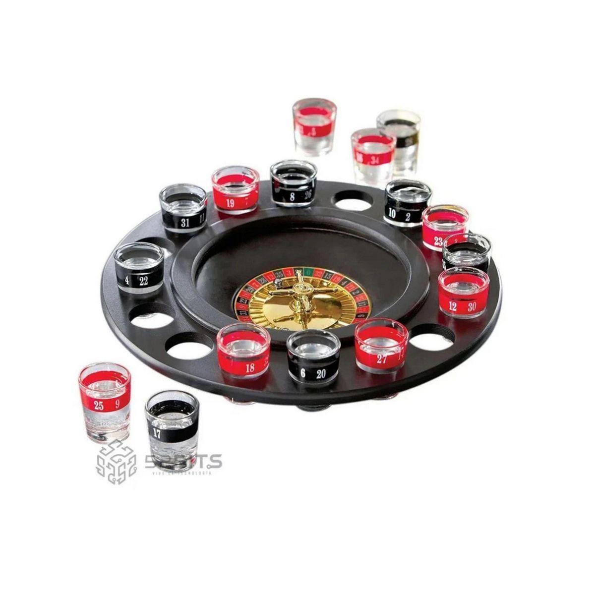 HOMMI - Ruleta de Shots Juego de Mesa para Fiestas 16 Copas en ABS