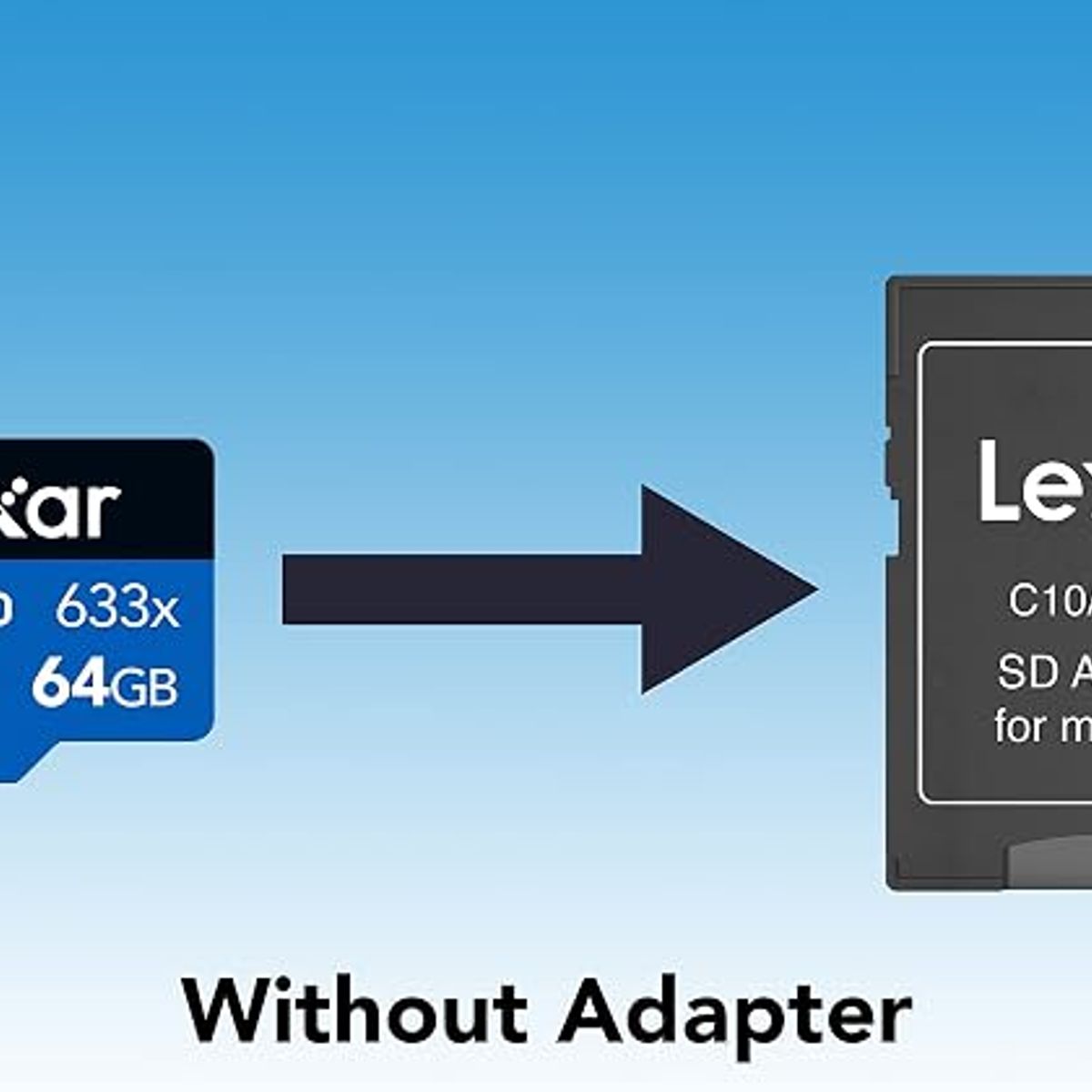 LEXAR - Lexar tarjeta microSDXC UHS-I de 64 GB de hasta 100 MB/s de lectura, A1, clase 10, U3, V30