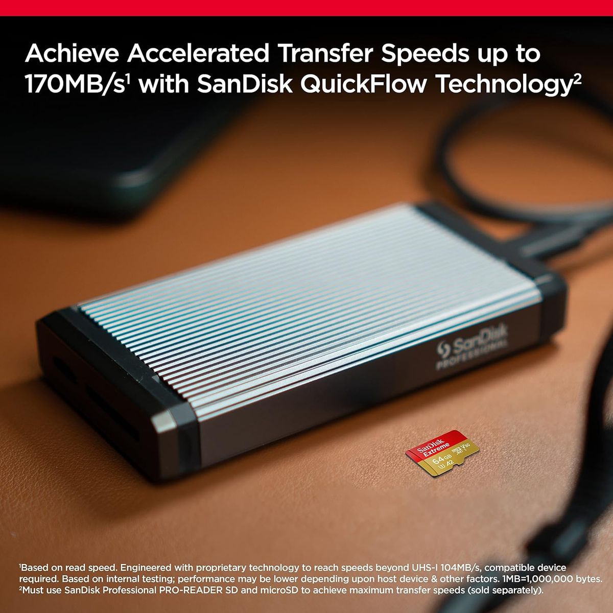 SANDISK - SanDisk Extreme tarjeta microSDXC UHS-I de 64 GB de hasta 170 MB/s de lectura, A2, clase 10, U3, V30