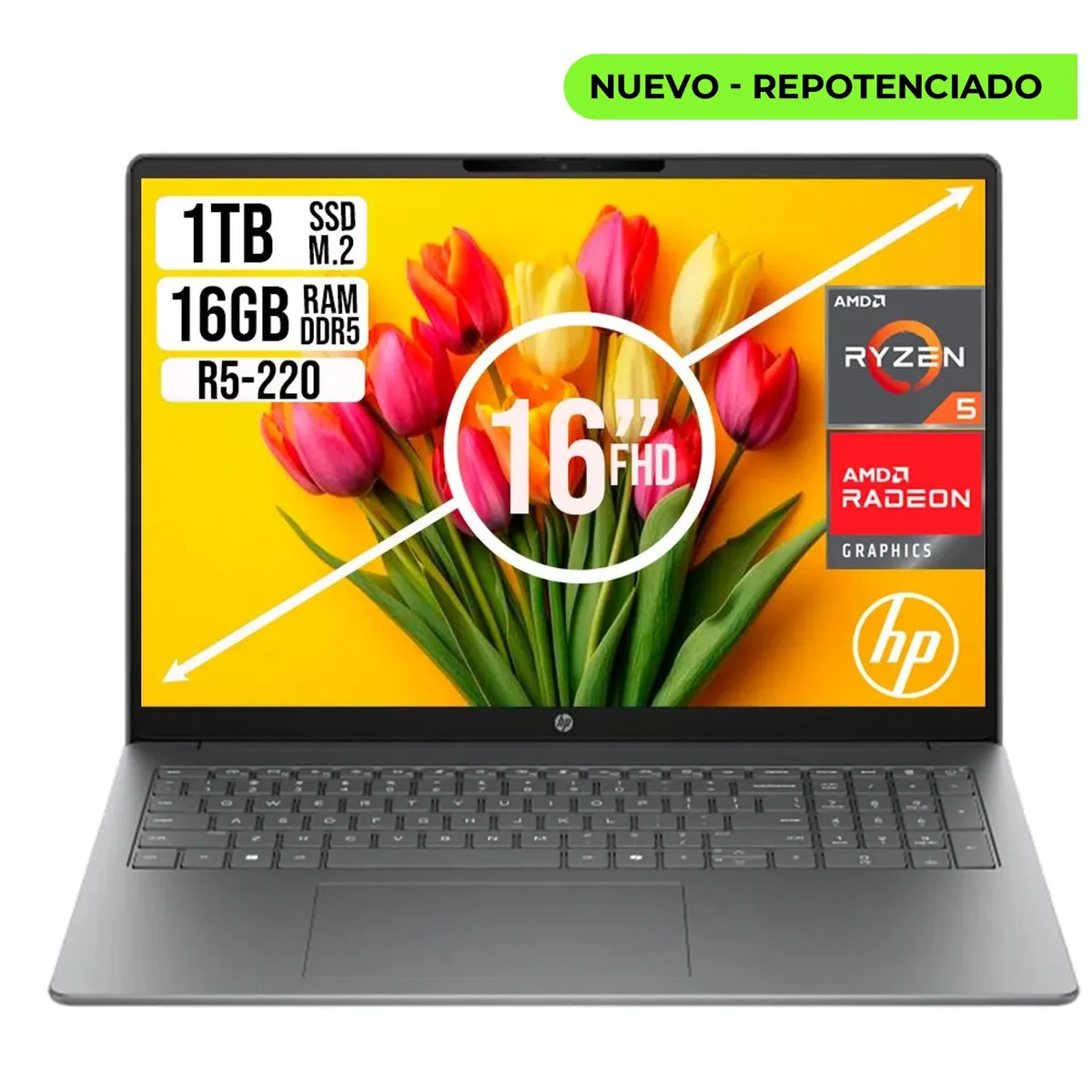 HP - PORTATIL HP G2A AMD RYZEN 5-220 RAM 16GB SSD 1TB LED WUXGA 16
