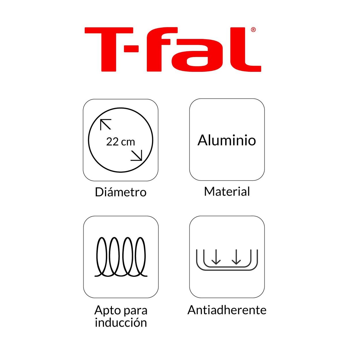 T-FAL - Sartén TEFAL Antiadherente Aluminio 22 cm