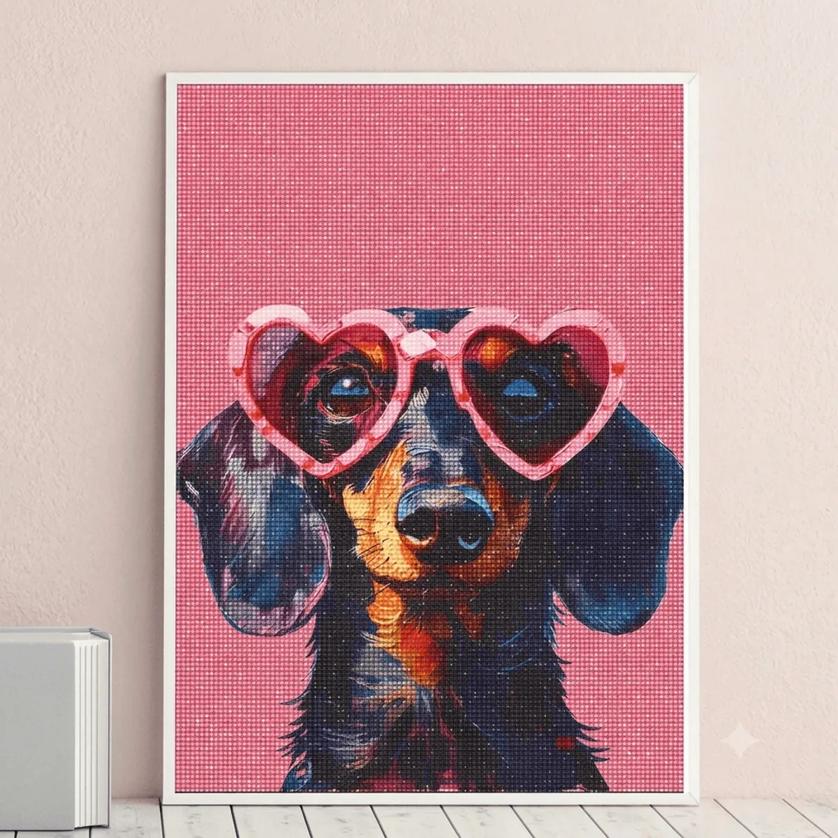 FRIOLENTA - Pintura de Diamantes 5D DIY Perro Salchicha con Gafas - Cuadro Decorativo