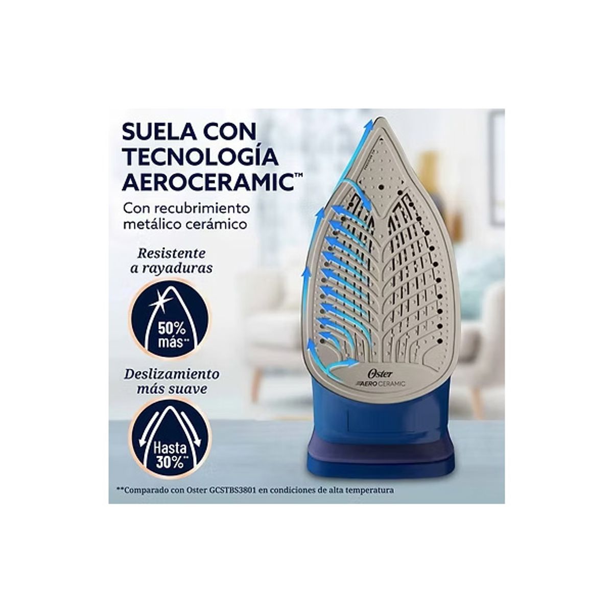 OSTER - Plancha Oster de Vapor, AeroGlide S7200, Azul Oscuro,  REF. GCSTAC7201