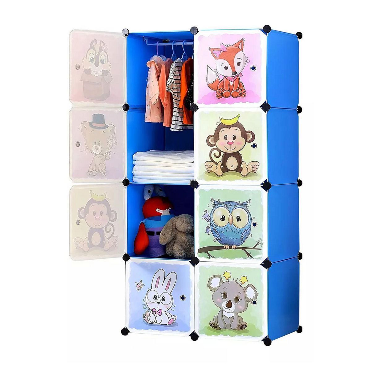 GENERICO - Armario Organizador de Ropa y Juguetes por Modulos Pequeño para Niños en ABS Color Azul