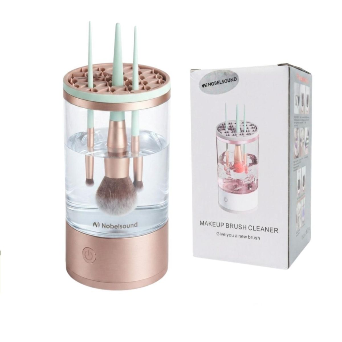 GENER - Limpiador de Brochas de Maquillaje Eléctrico Recargable con Base Organizadora