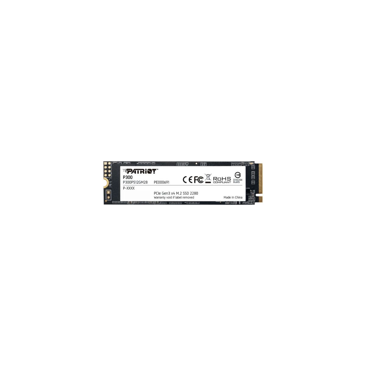 PATRIOT - Unidad de Estado Sólido M.2 NVMe PATRIOT P300 512GB Interfaz PCIe Eficiencia Térmica