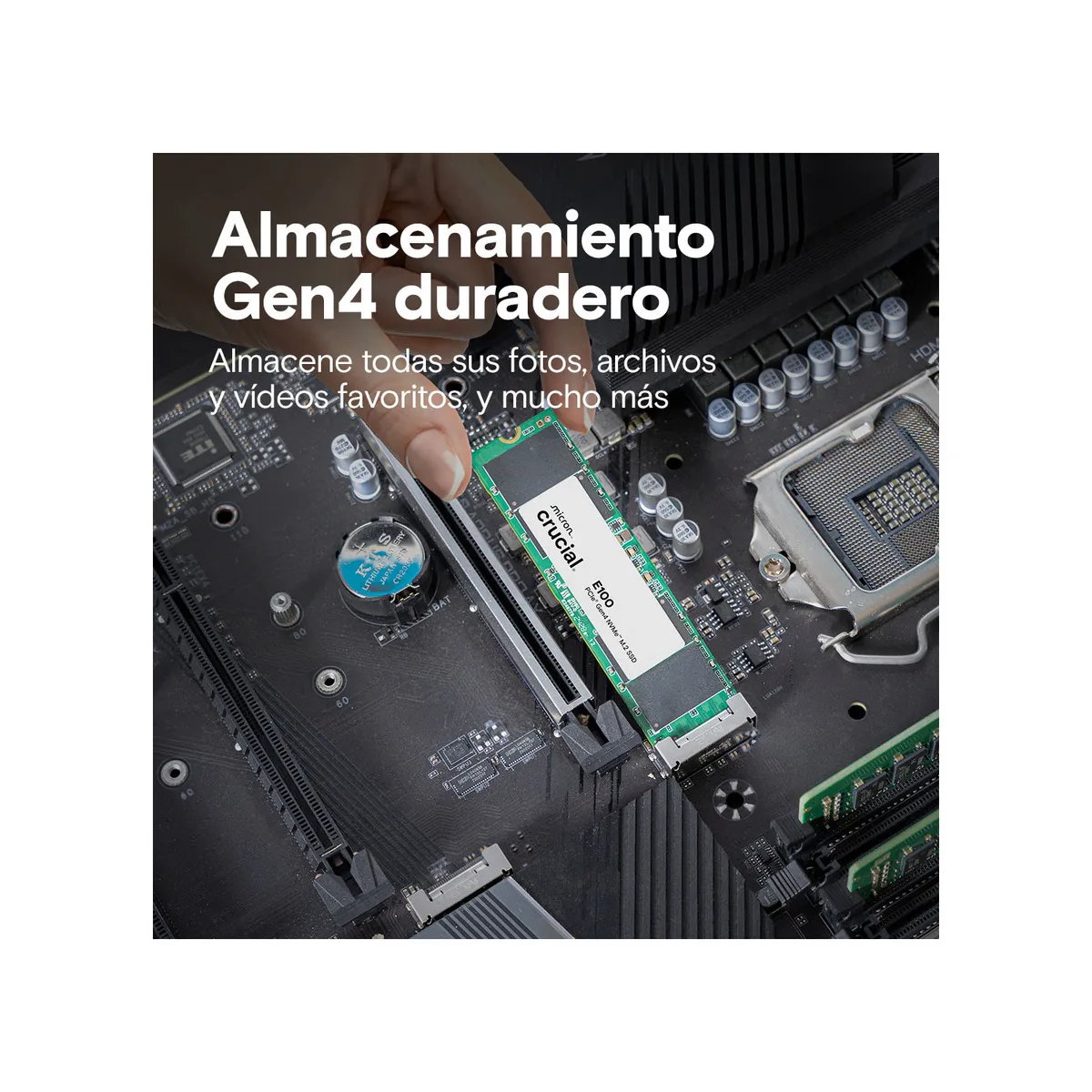 CRUCIAL - Unidad Estado Sólido SSD M2 NVMe 1TB CRUCIAL E100 GEN4 De Alta Eficiencia y Estabilidad