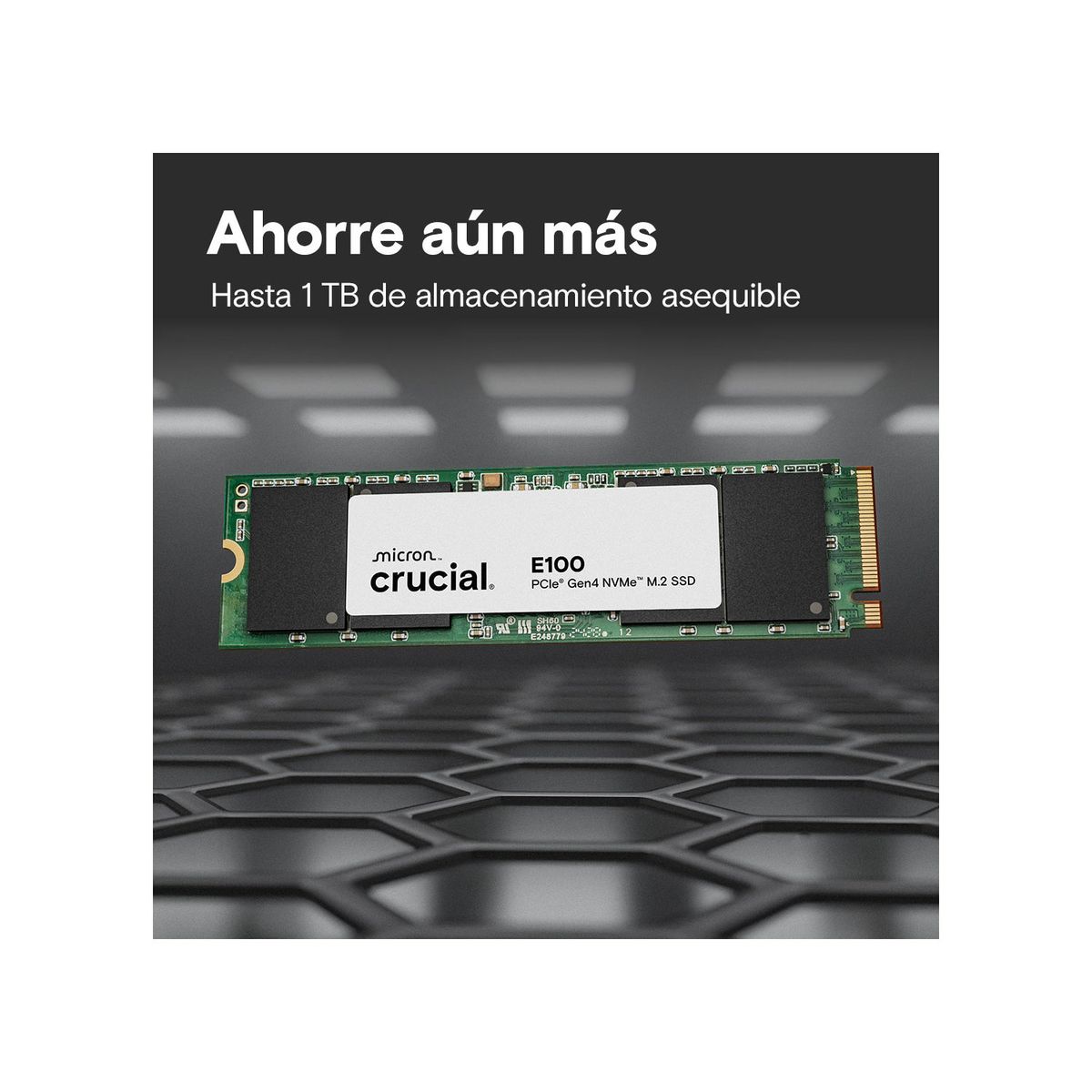 CRUCIAL - Unidad De Estado Sólido SSD M.2 PCIe Gen 4.0 480GB CRUCIAL E100 Eficiencia Y Estabilidad
