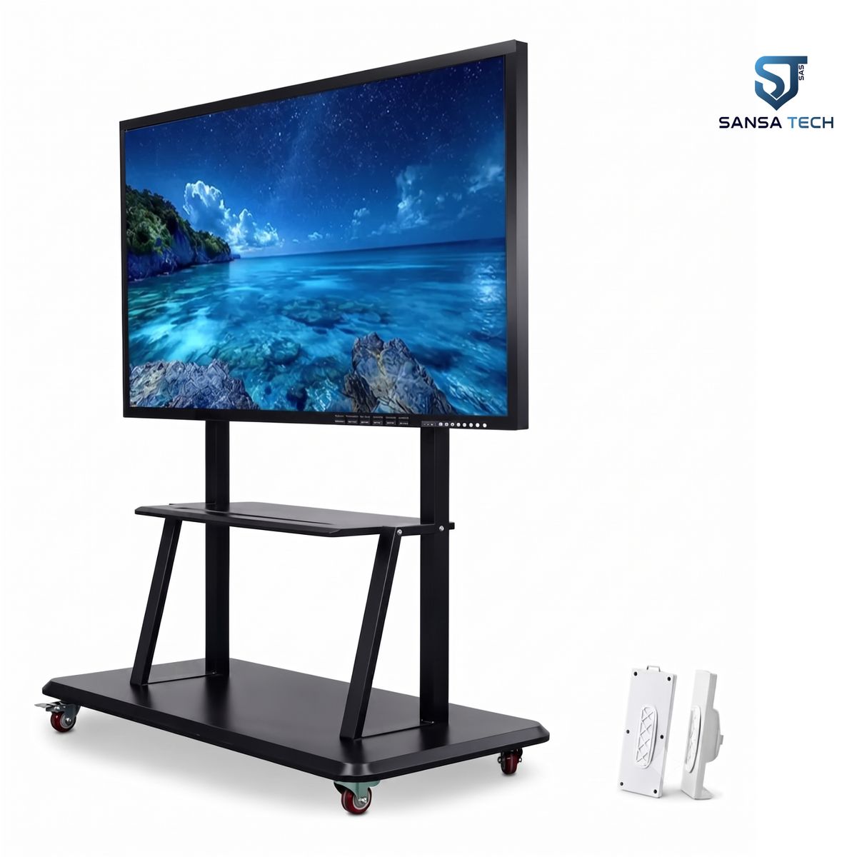 GENERICO - Soporte Pedestal SansaTech para TV de 32 a 70" con Ruedas y Estante