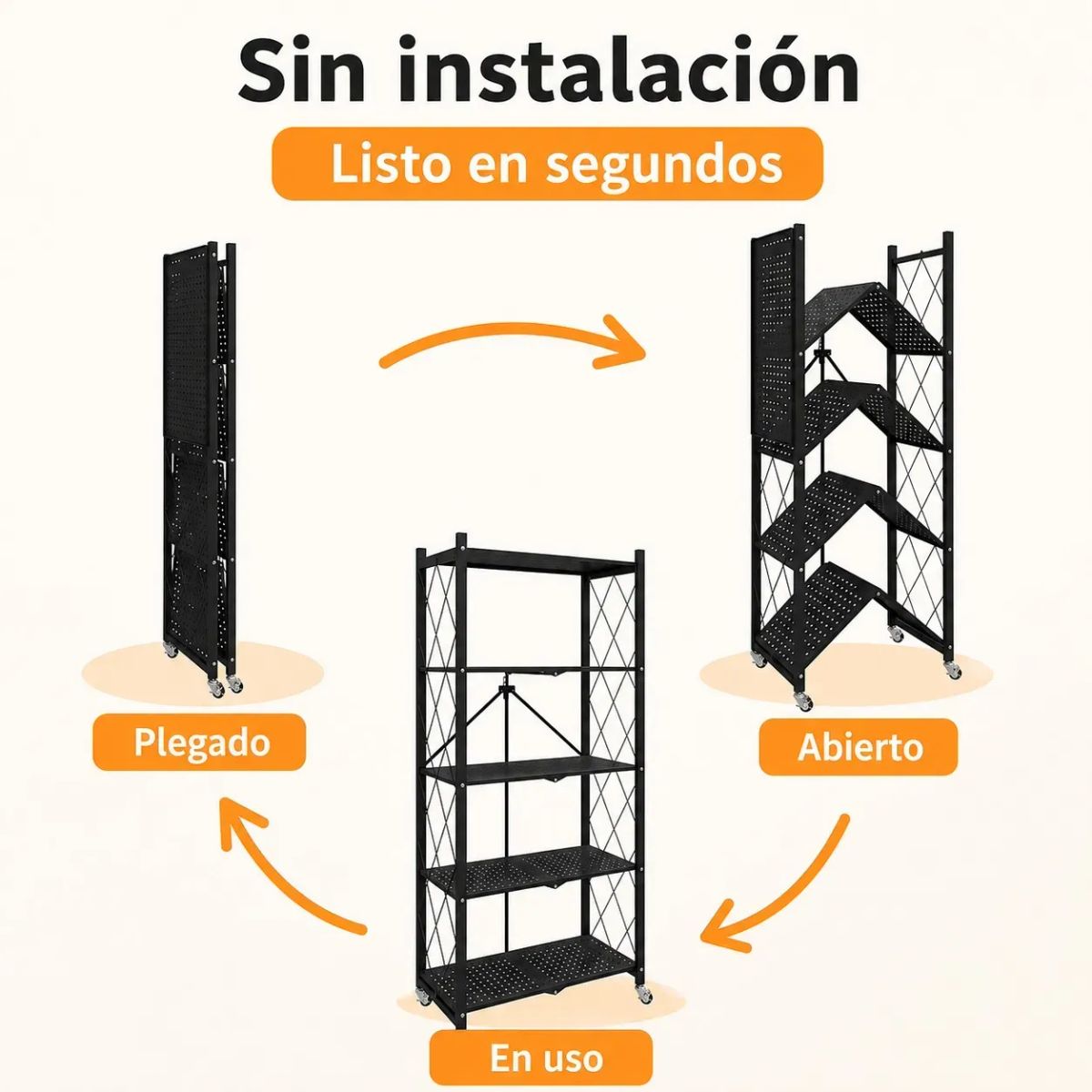 OEM - Estante plegable de 5 niveles con ruedas Blanco