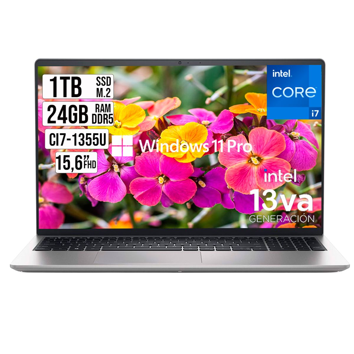 DELL - Portatil Dell Pro 15  Intel Core i7-1355U SSD 1TB Ram 24gb Led 15.6 FHD W11 Pro