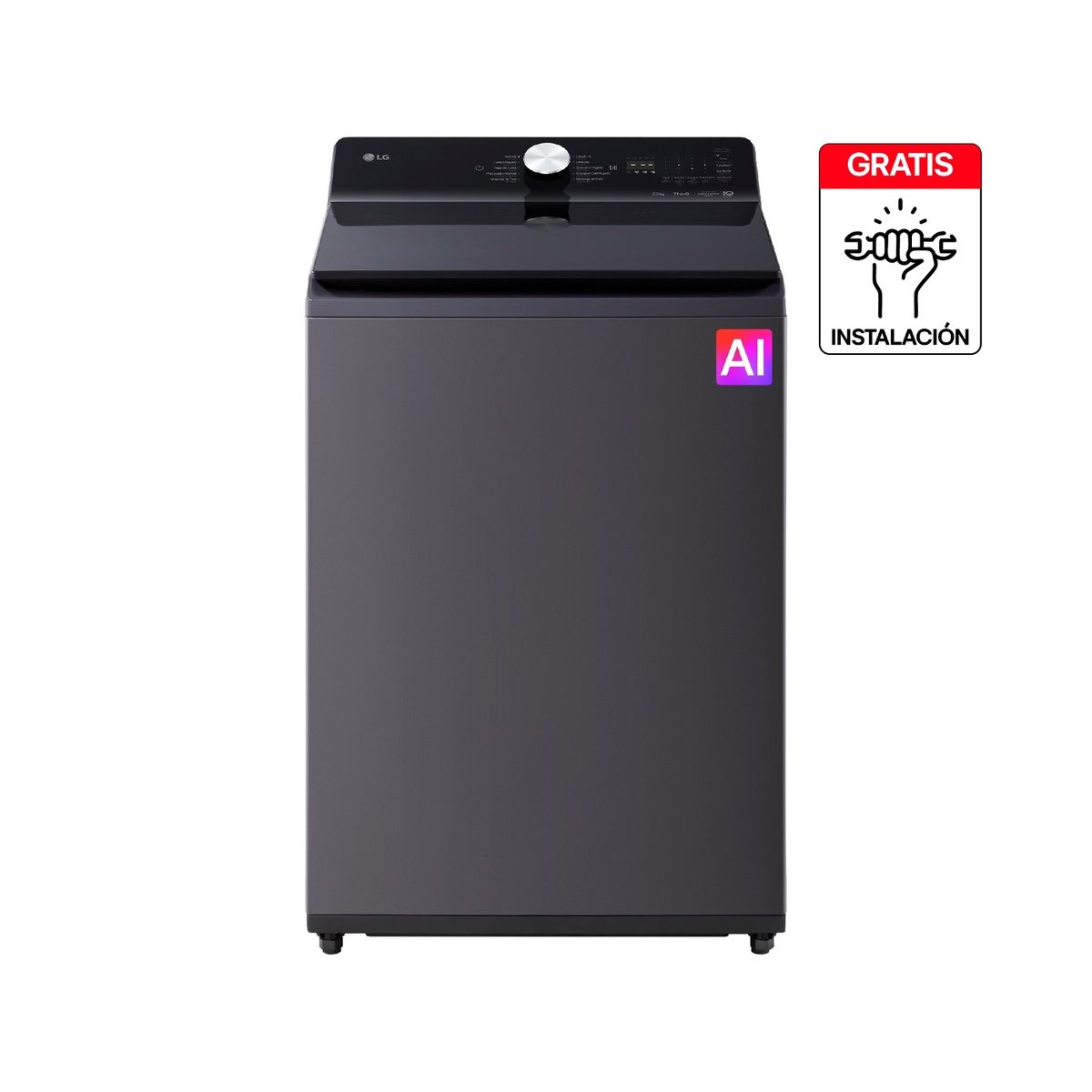 LG - Lavadora LG Carga Superior 23Kg Gris Grafito AIDD EasyUnload WT23EGTX6.AEGECOL