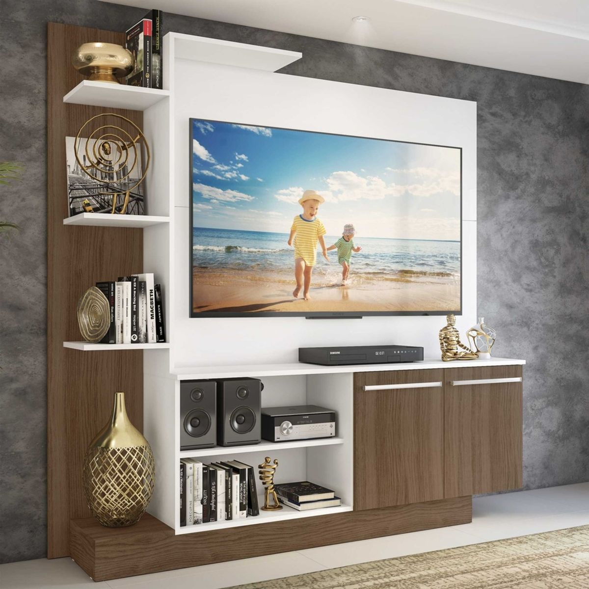 AKIVOY - Panel De TV Braga Para Tv De Hasta 60 Pulgadas Color Blanco