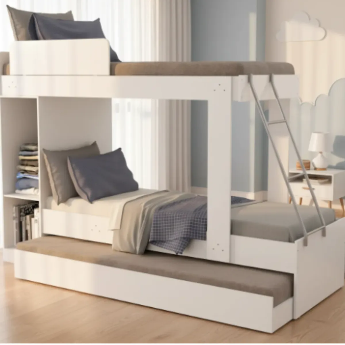 GENERICO - Camarote Litera con Nido Blanca con Closet incluido Multifuncional Sin colchones