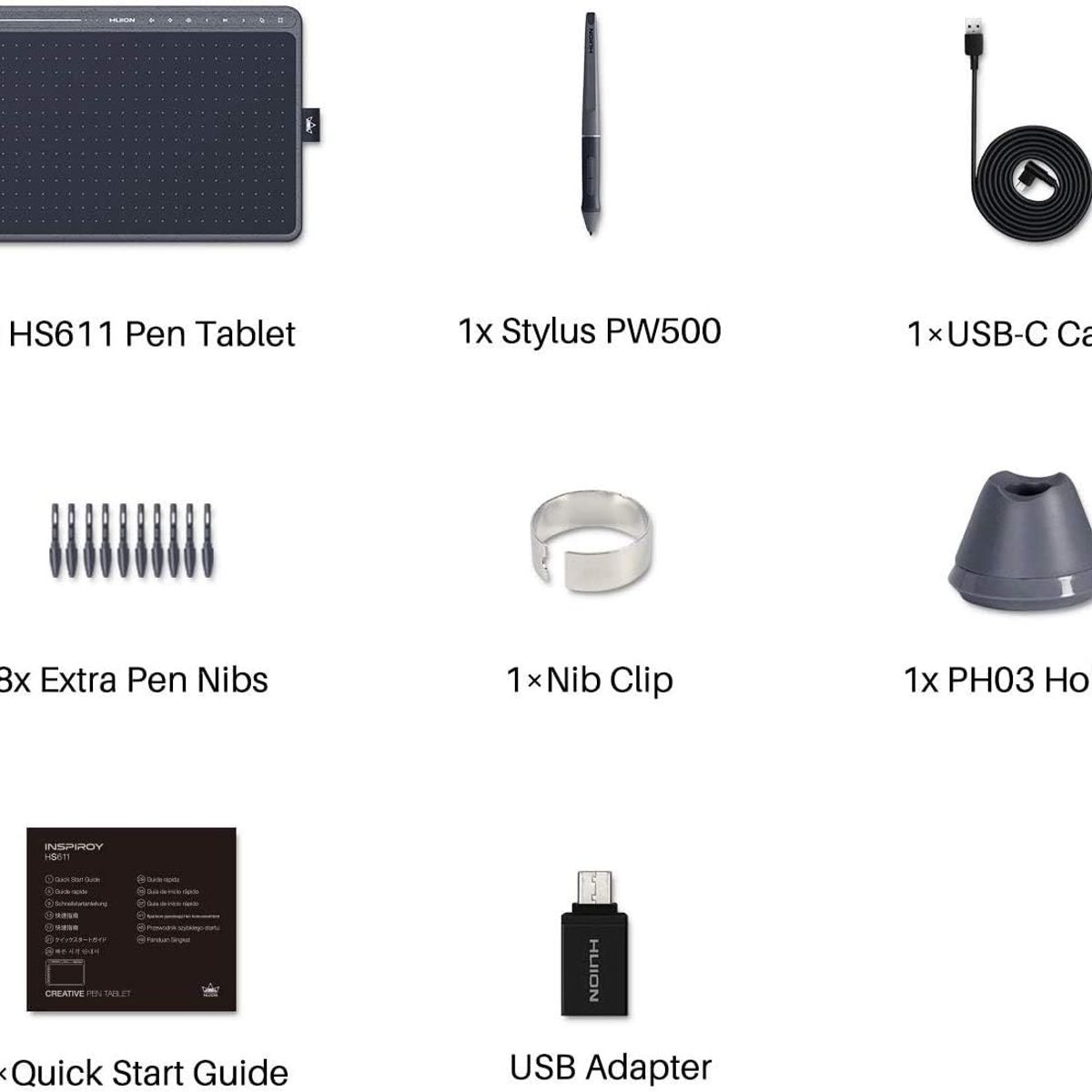HUION - Tableta Gráfica HUION HS611 10x6" con 8192 Niveles Presión y Android