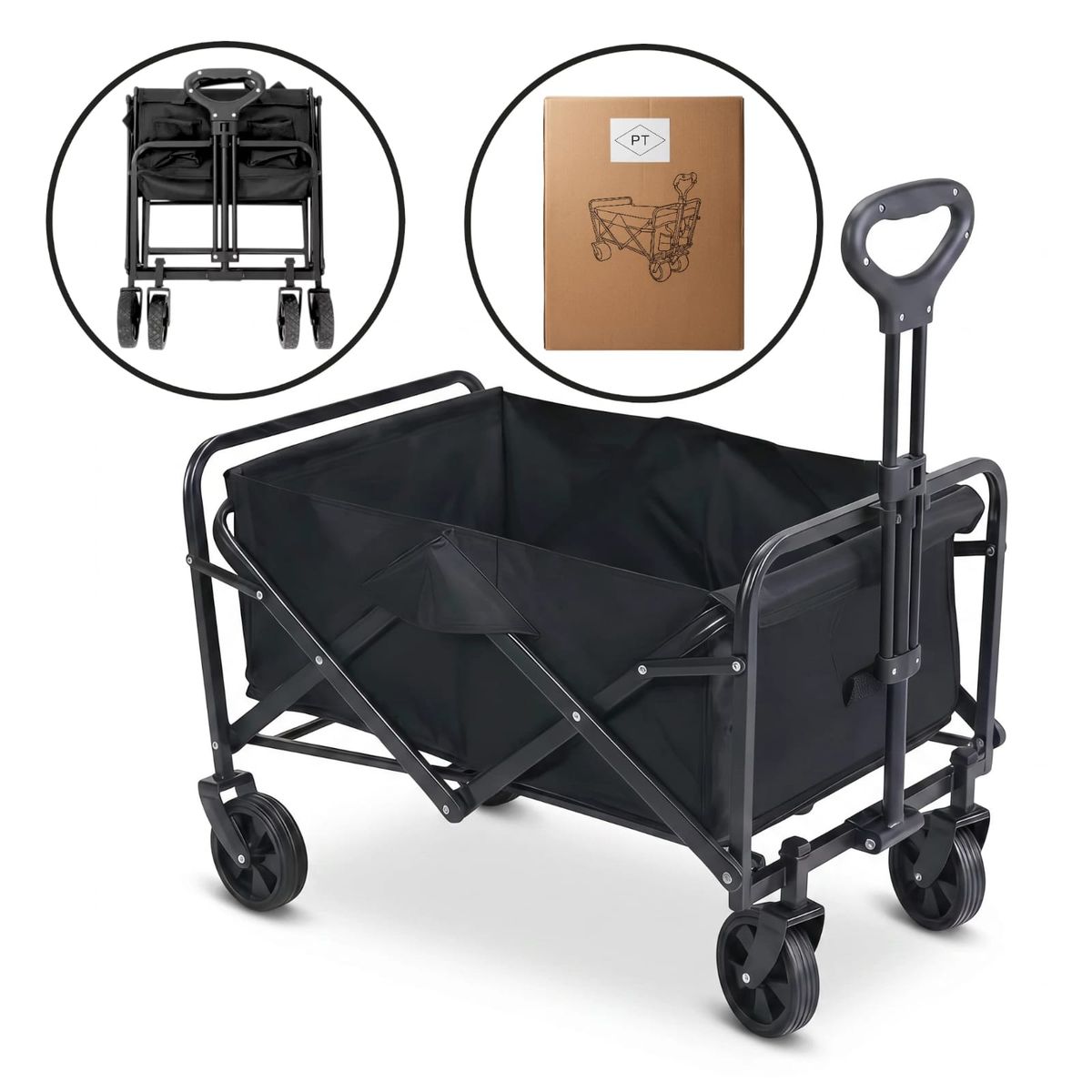 PROTOOL - Carrito Para Mandado Plegable Portátil Carga 150kg Negro