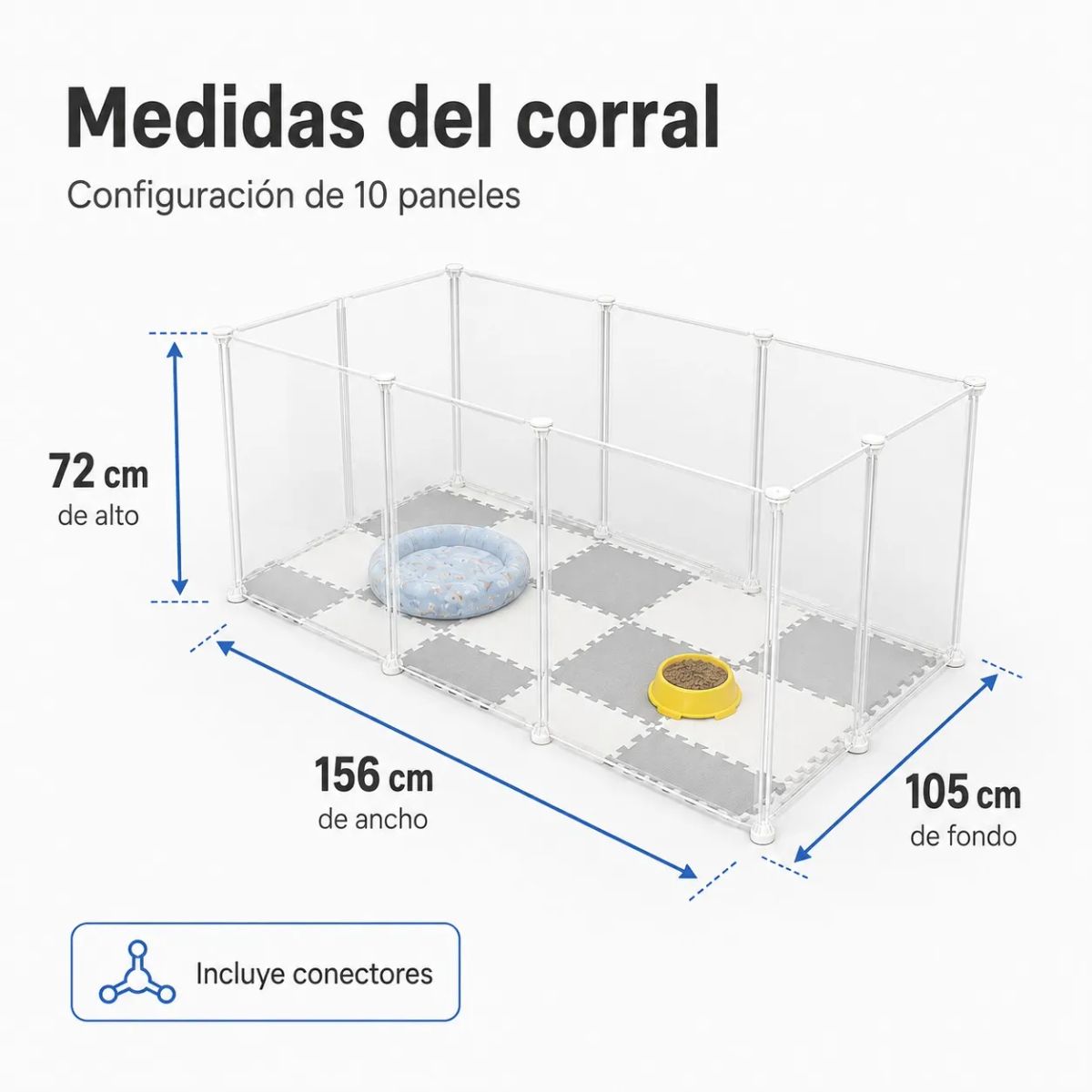 OEM - Corral Para Mascotas pequeñas Transparente De 10 Paneles