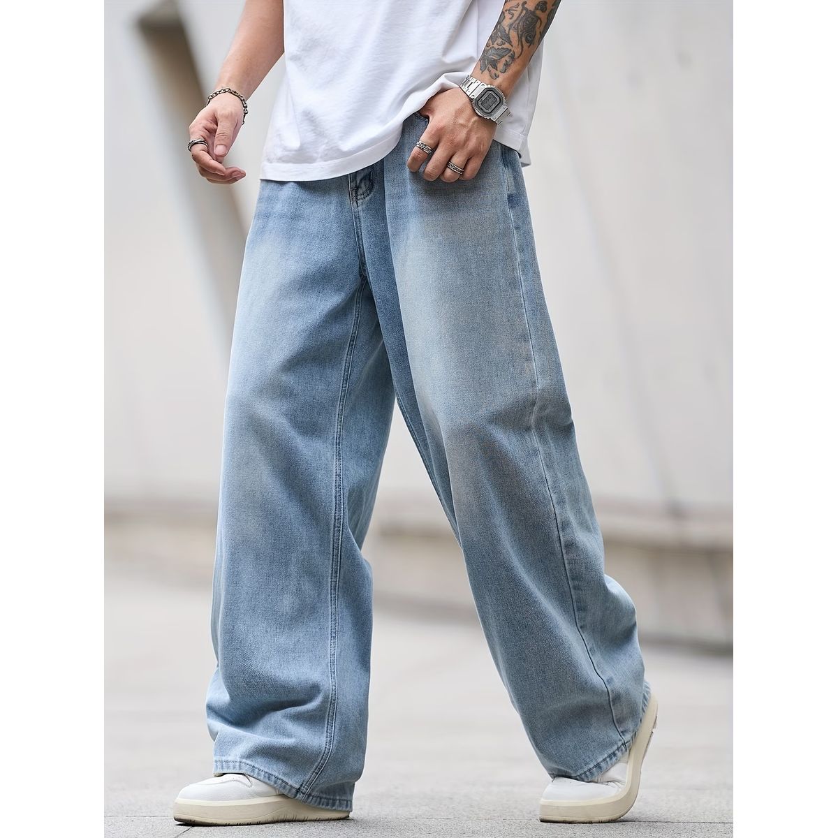 GENERICO - Pantalon Jean Baggy Oversize Ancho Urban Cargo