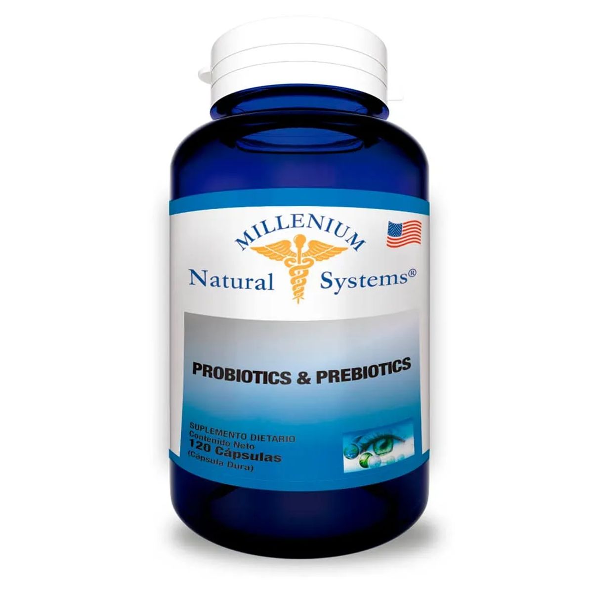 MILLENIUM NATURAL SYSTEMS - Probióticos Y Prebióticos Natural System 120 Cápsulas Sin Sabor